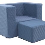 Σειρά DELUXE - Παιδική πολυθρόνα DecoBebe αδιάβροχη με υποπόδιο (2ΤΜΧ) - light blue