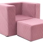 Σειρά DELUXE - Παιδική πολυθρόνα DecoBebe αδιάβροχη με υποπόδιο (2ΤΜΧ) - pink